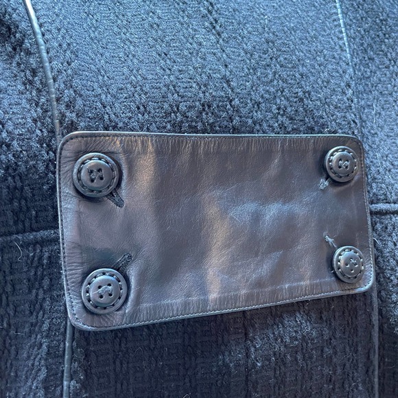 Mackage Black Wool Peacoat M Leather Pea Coat - Picture 4 of 9